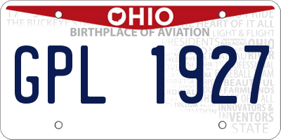 OH license plate GPL1927