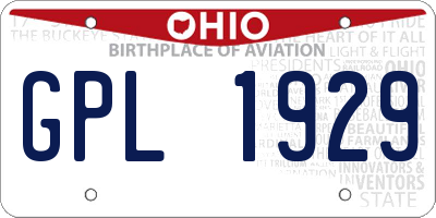 OH license plate GPL1929