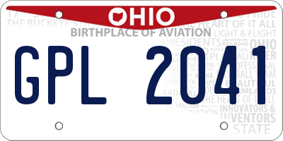 OH license plate GPL2041