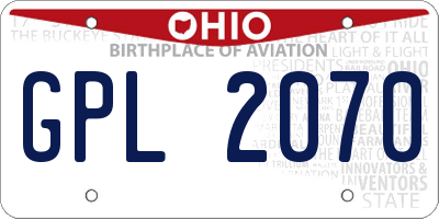 OH license plate GPL2070