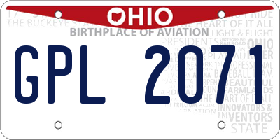 OH license plate GPL2071