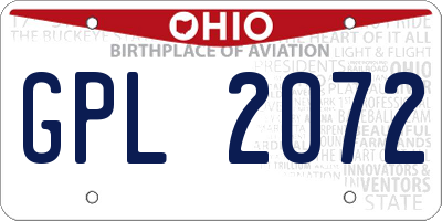 OH license plate GPL2072