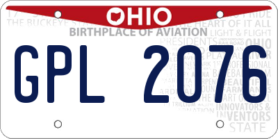 OH license plate GPL2076