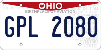OH license plate GPL2080
