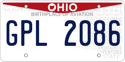 OH license plate GPL2086
