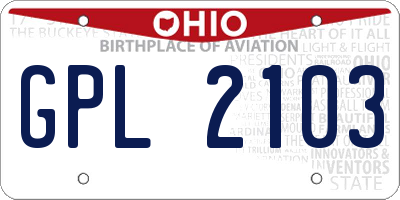 OH license plate GPL2103