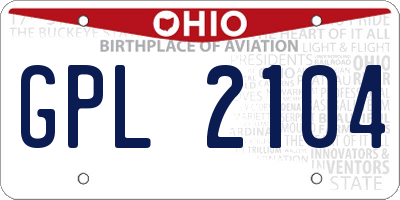 OH license plate GPL2104