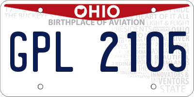 OH license plate GPL2105