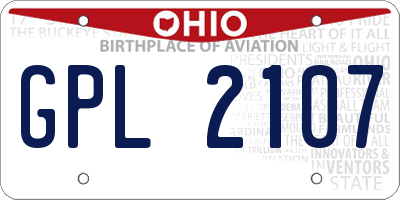 OH license plate GPL2107