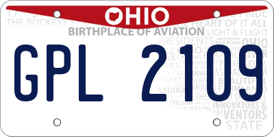 OH license plate GPL2109