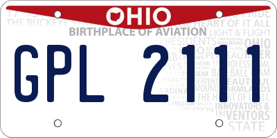OH license plate GPL2111