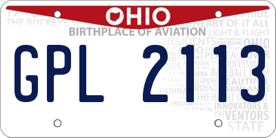 OH license plate GPL2113