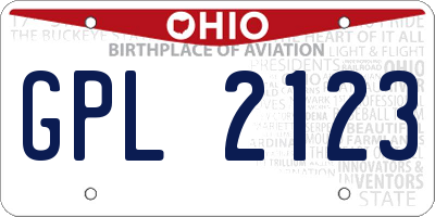 OH license plate GPL2123
