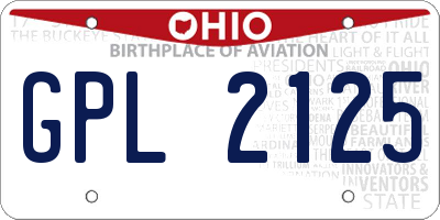 OH license plate GPL2125