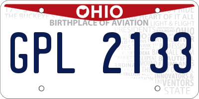 OH license plate GPL2133