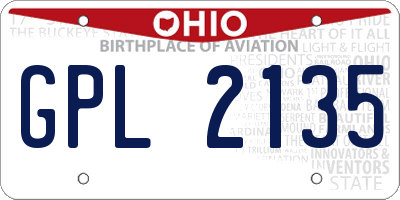 OH license plate GPL2135