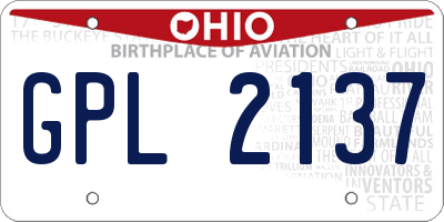 OH license plate GPL2137