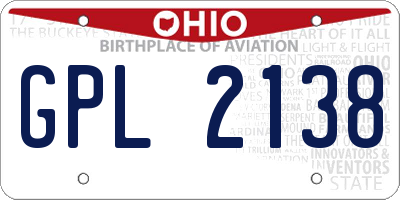 OH license plate GPL2138
