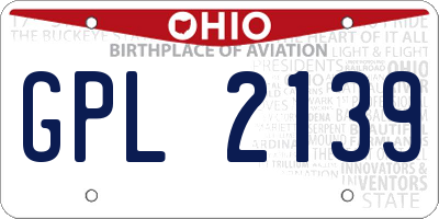 OH license plate GPL2139