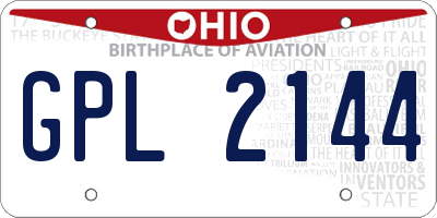 OH license plate GPL2144