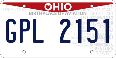 OH license plate GPL2151