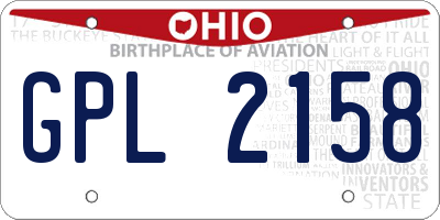 OH license plate GPL2158