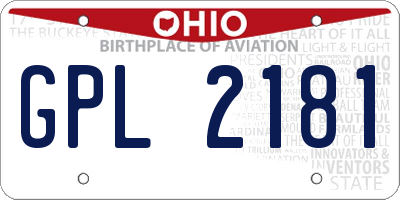 OH license plate GPL2181