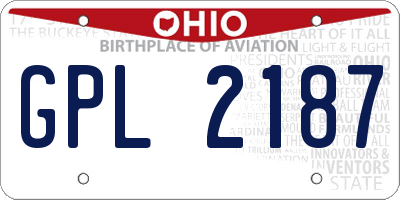 OH license plate GPL2187