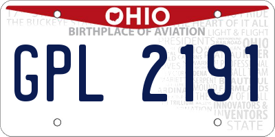 OH license plate GPL2191