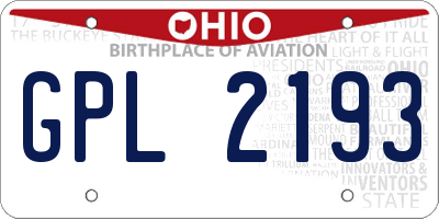OH license plate GPL2193