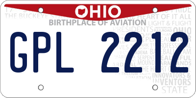 OH license plate GPL2212