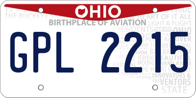 OH license plate GPL2215