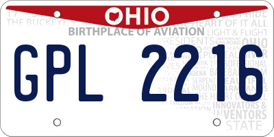 OH license plate GPL2216