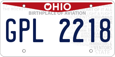 OH license plate GPL2218