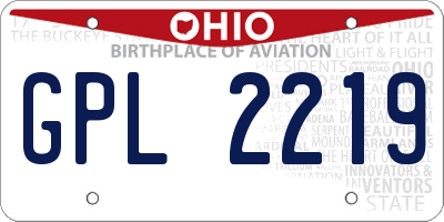 OH license plate GPL2219