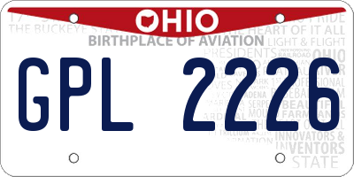 OH license plate GPL2226
