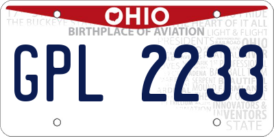 OH license plate GPL2233