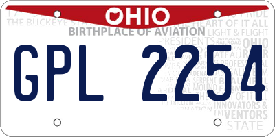 OH license plate GPL2254
