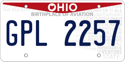 OH license plate GPL2257