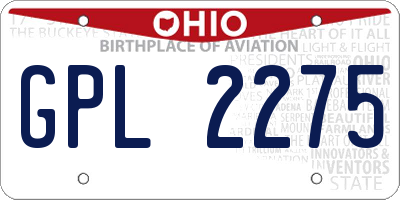 OH license plate GPL2275