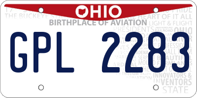 OH license plate GPL2283
