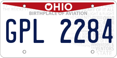 OH license plate GPL2284
