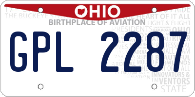 OH license plate GPL2287