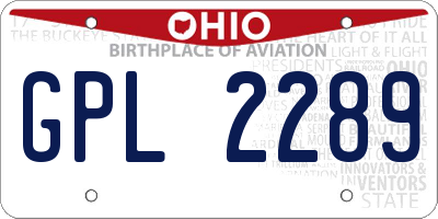 OH license plate GPL2289