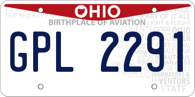 OH license plate GPL2291