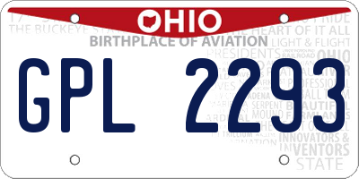 OH license plate GPL2293