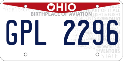 OH license plate GPL2296