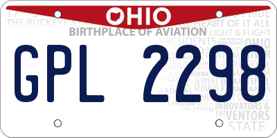 OH license plate GPL2298