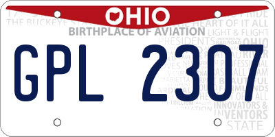 OH license plate GPL2307