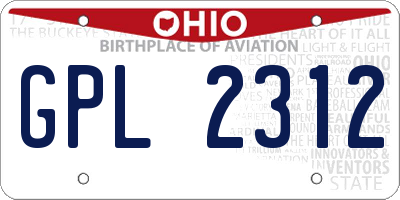 OH license plate GPL2312